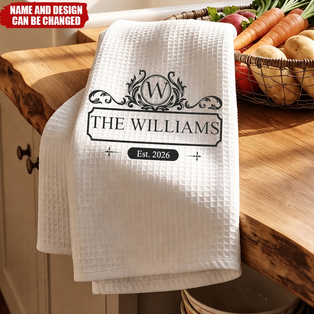 Custom Monogram New House Gift For Couple - Personalized Kitchen Towel