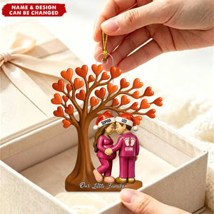 Couple Heart Tree, New Baby Coming - Personalized Custom Shaped Acrylic Ornament