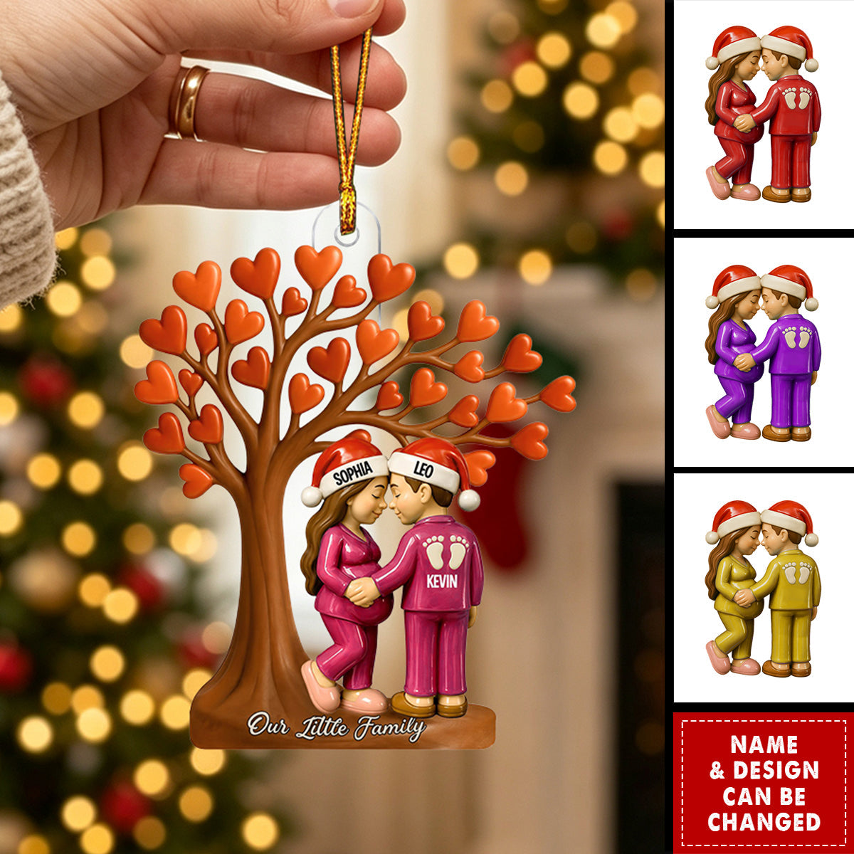Couple Heart Tree, New Baby Coming - Personalized Custom Shaped Acrylic Ornament