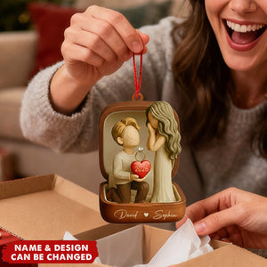 ''She Said Yes''- Personalized Couple Marriage Proposal Acrylic Ornament, Engagement Gift For Couples