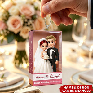 Wedding Anniversary Couple Acrylic Car Ornament – Personalized Name Anniversary Keepsake