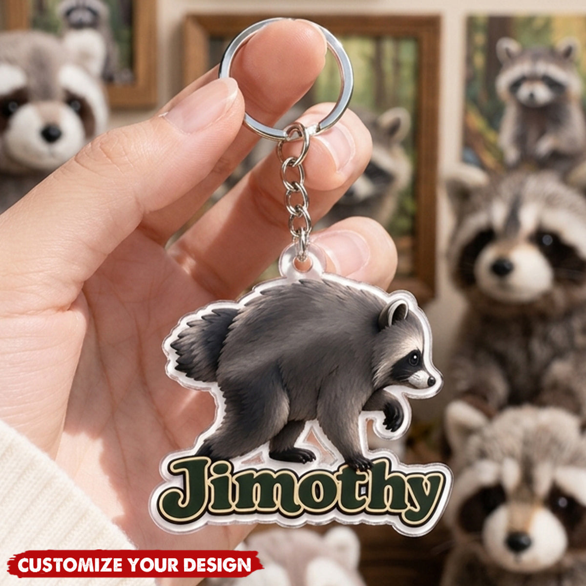 Jimothy Raccoon Acrylic Keychain - Trending 2026 Keep Sake
