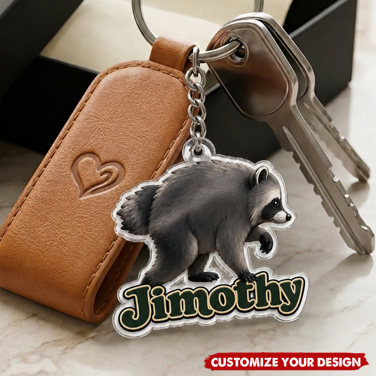 Jimothy Raccoon Acrylic Keychain - Trending 2026 Keep Sake