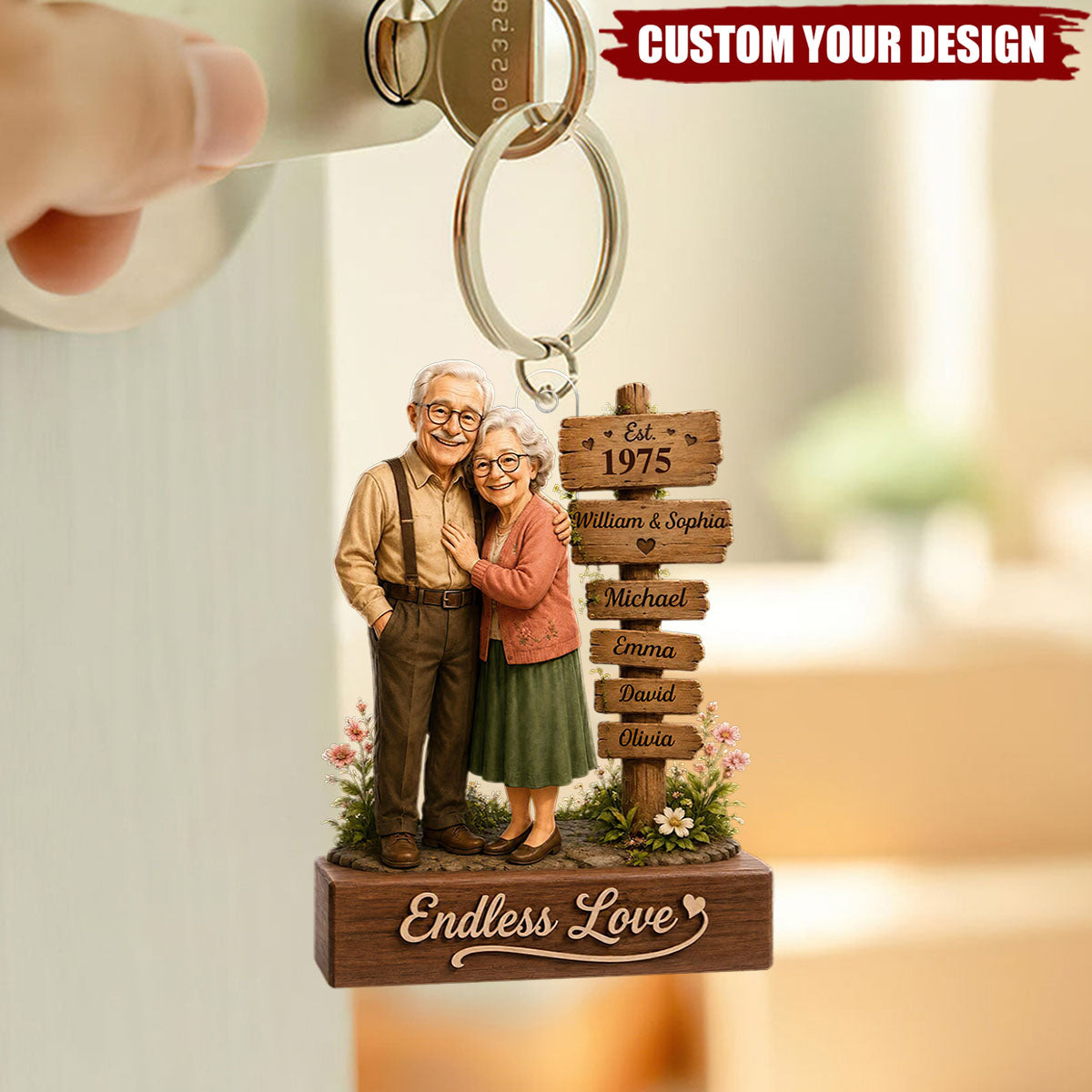 Custom Acrylic Keychain - Personalized Family Name Sign, Anniversary Christmas Gifts