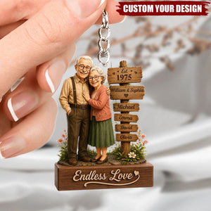 Custom Acrylic Keychain - Personalized Family Name Sign, Anniversary Christmas Gifts