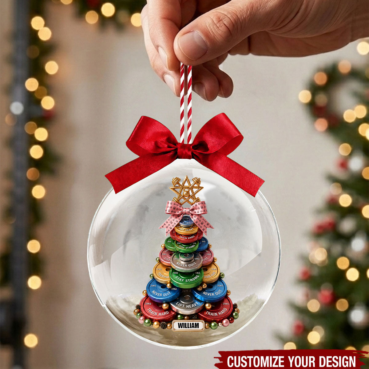 Weight Plate Tree Christmas Ornament - Personalized Gifts For Gym Lovers