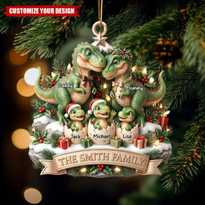 Dinosaur Family Ornament - Personalized Christmas Gifts For Family