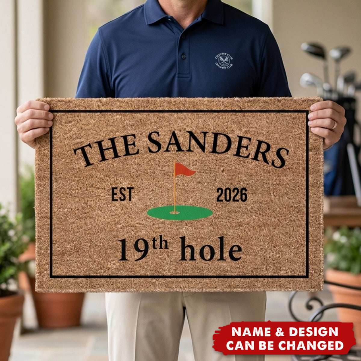 19Th Hole Welcome, Golf Course Entryway Decor Gift - Personalized Doormat