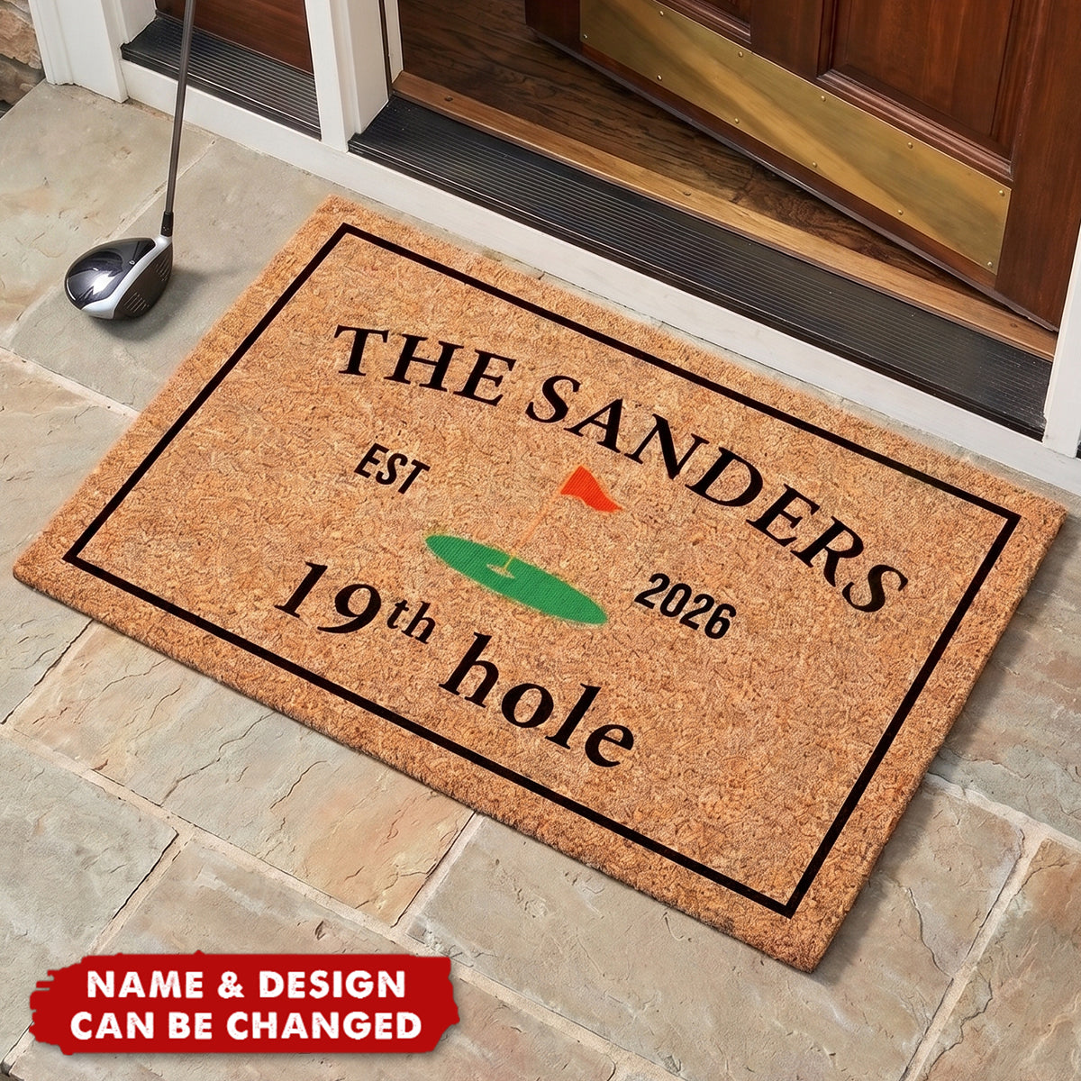 19Th Hole Welcome, Golf Course Entryway Decor Gift - Personalized Doormat