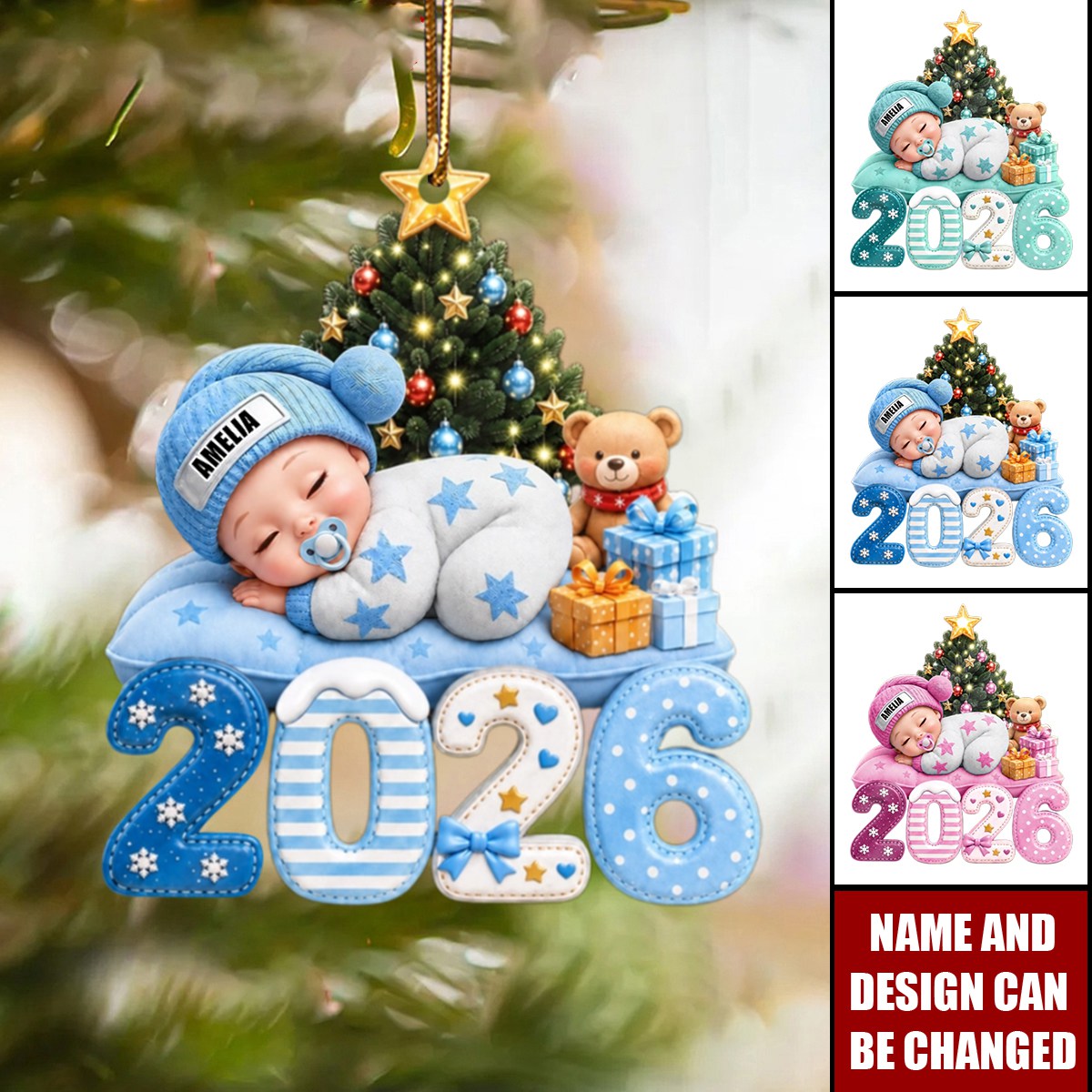 First Christmas Baby Sleeping Gift - Personalized Custom Shaped Acrylic Ornament