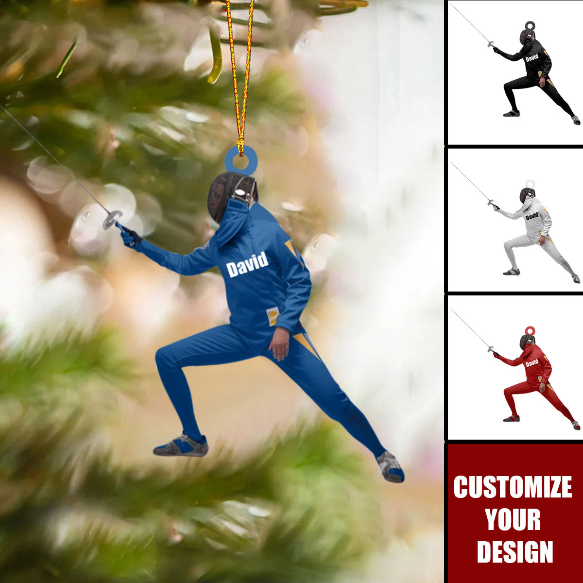 Christmas Fencer Ornament - Great Gift For Fencer Lover