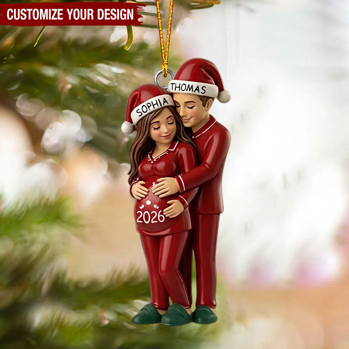 See You In 2026 - Personalized Pregnant Couple Christmas Ornament