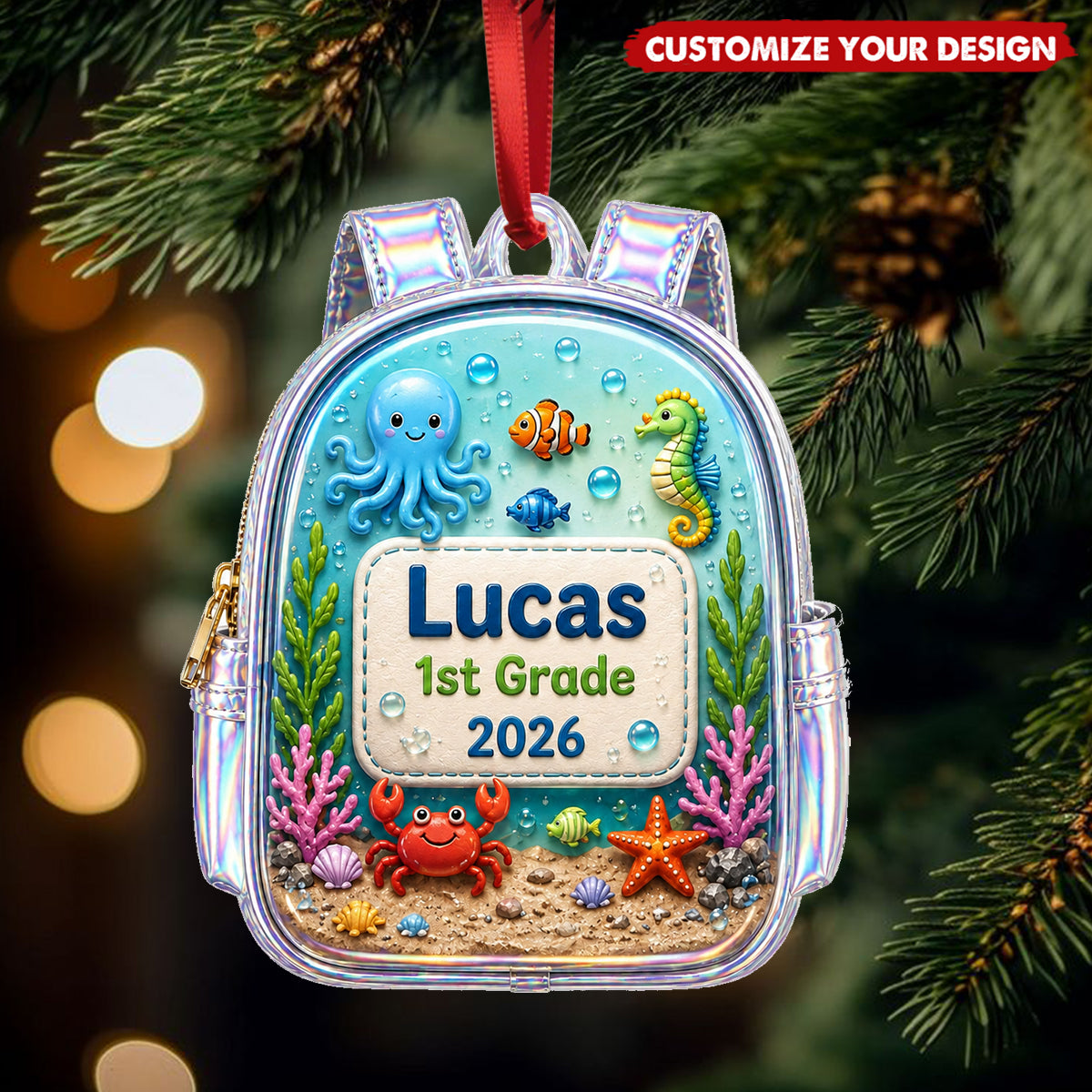 Personalized School Backpack Acrylic Ornament 2026 - Back to School Gift