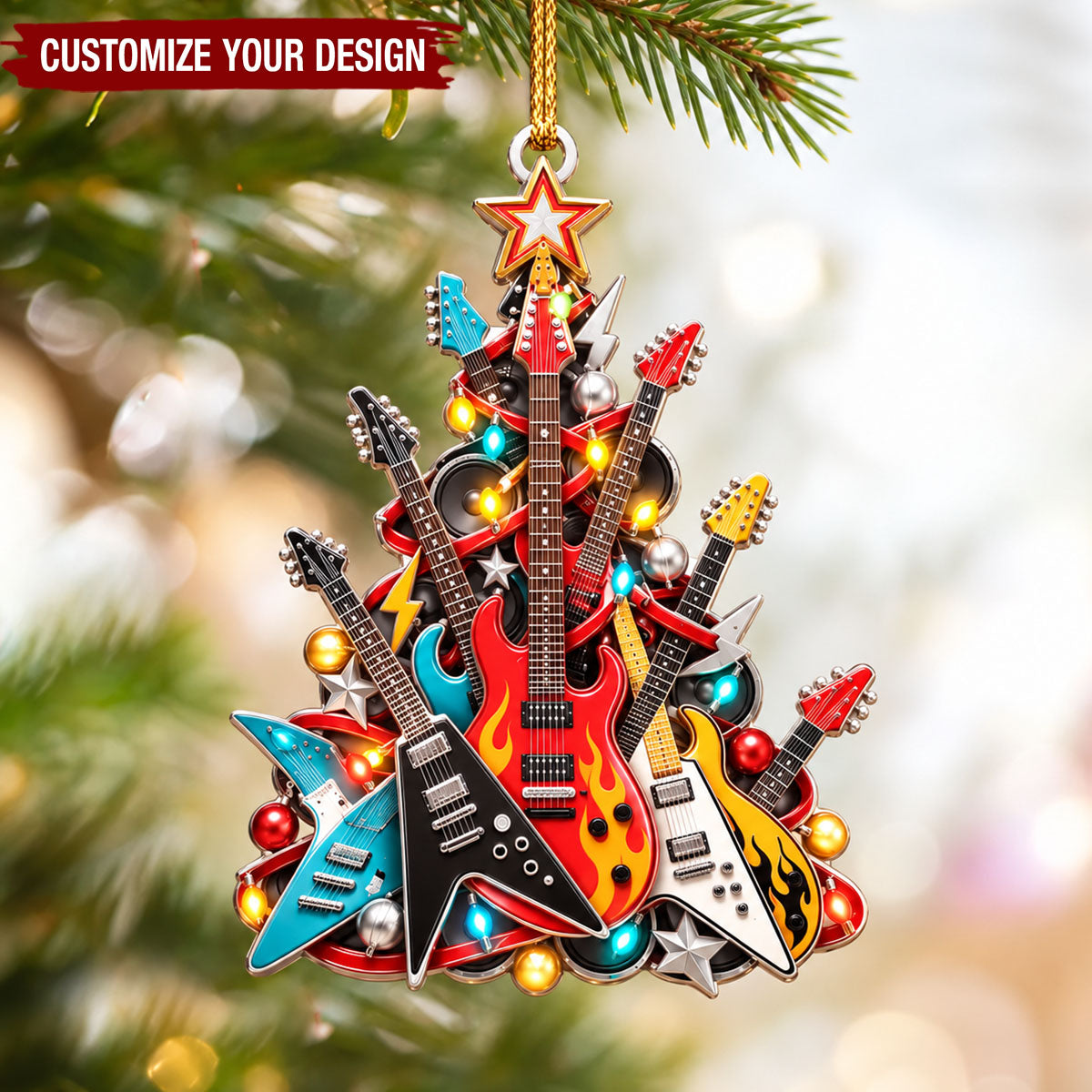 Rock Music Tree Ornament - Guitarist Christmas Gift