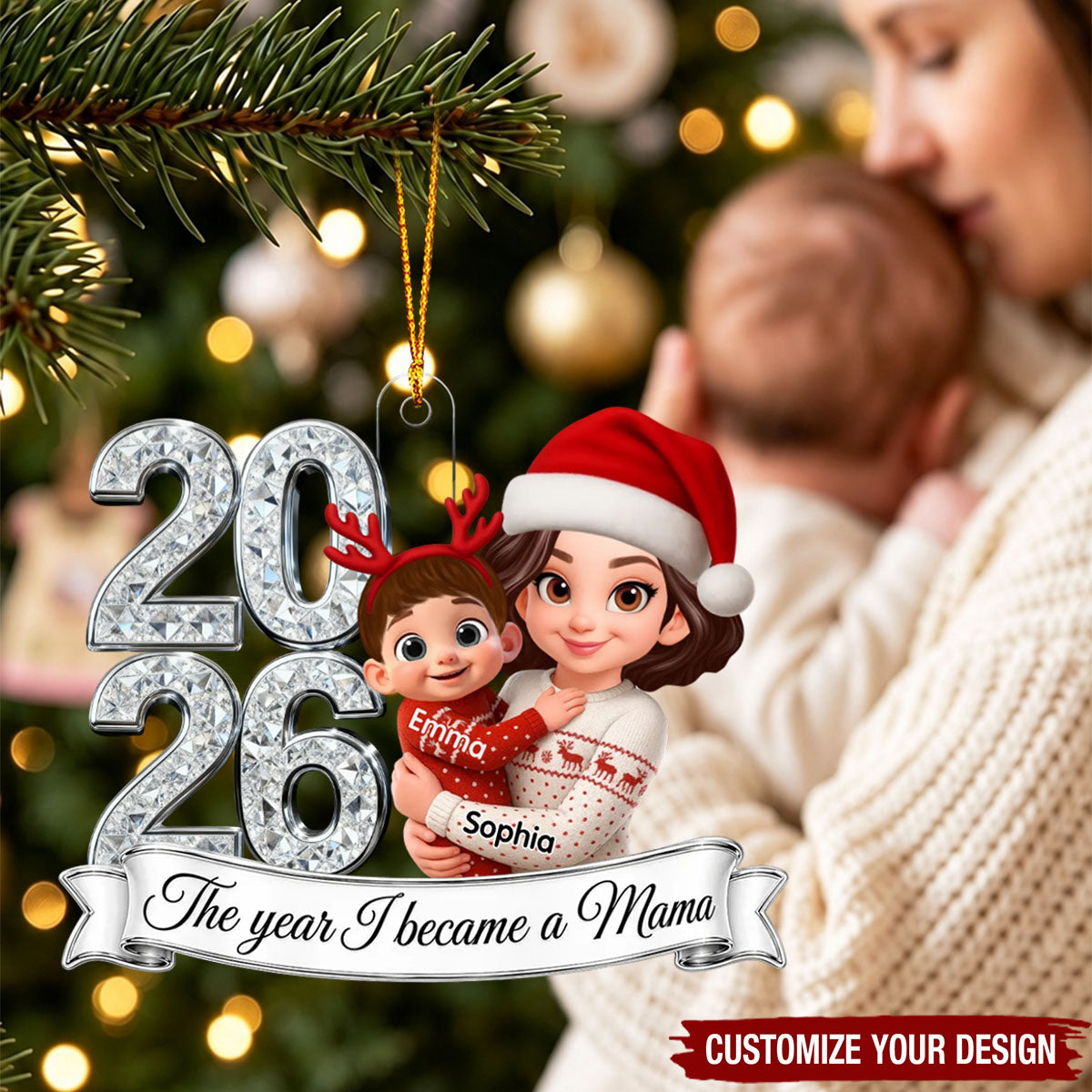 The Year I Became A Mom 2026 - Personalized Acrylic Ornament