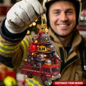 Personalized Fire Truck Helmet Christmas Tree Decor - Fire Academy Gift