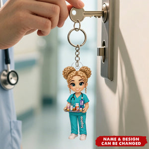 Personalized Nurse Acrylic Keychain - Custom Nurse Character Christmas Gift