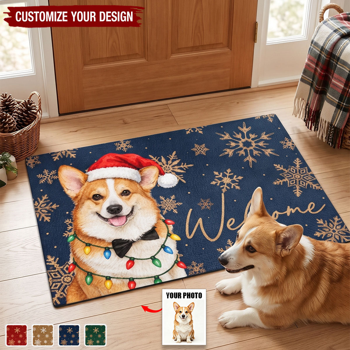 Custom Photo Decorative Mat - Personalized Christmas Birthday Gifts For Dog Cat Lovers