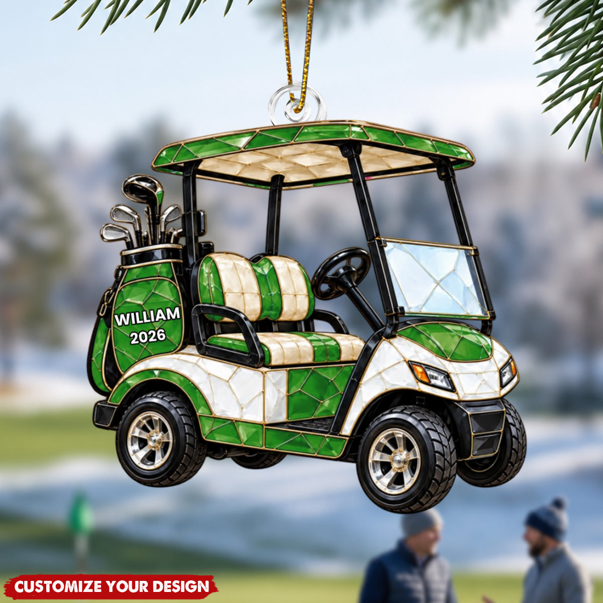 Personalized Golf Cart Ornament - Christmas Gift For Golfer Husband Dad Grandpa