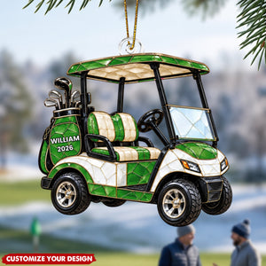 Personalized Golf Cart Ornament - Christmas Gift For Golfer Husband Dad Grandpa