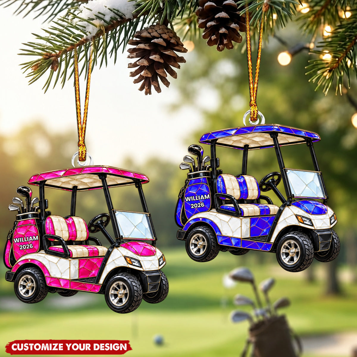 Personalized Golf Cart Ornament - Christmas Gift For Golfer Husband Dad Grandpa