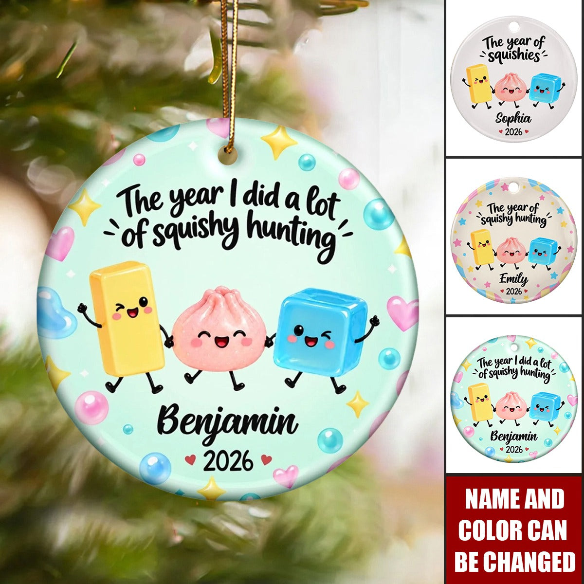Custom Squishy Ceramic Ornament - Personalized Christmas Birthday Gifts For Kids
