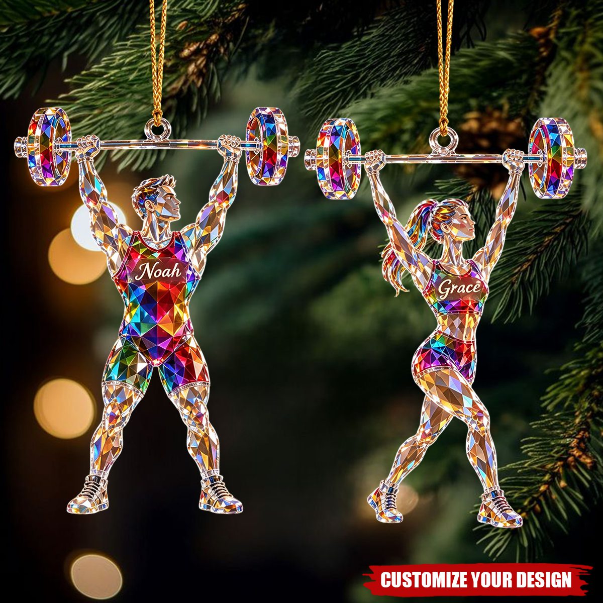 Personalized Weightlifting Ornament - Gift For Him Or Her