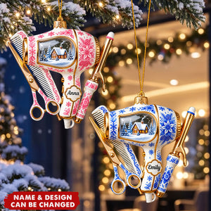 Toile De Jouy Christmas Ornament - Personalized Gifts For Hairstylist