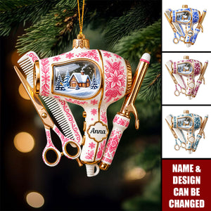 Toile De Jouy Christmas Ornament - Personalized Gifts For Hairstylist
