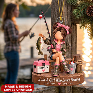 Personalized Acrylic Fishing Ornament - Custom Gift For Girl