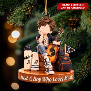 Personalized Music Boy Acrylic Ornament - Music Student Christmas Keepsake