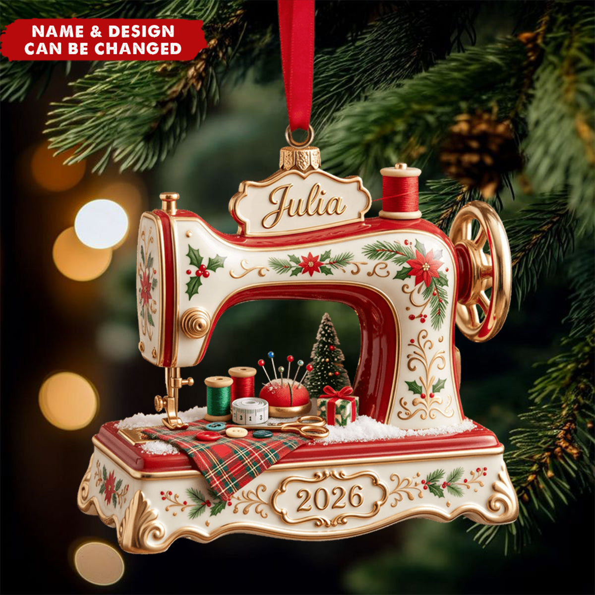 Sew Merry & Bright Christmas Ornament - Personalized Gifts For Sewing Lovers
