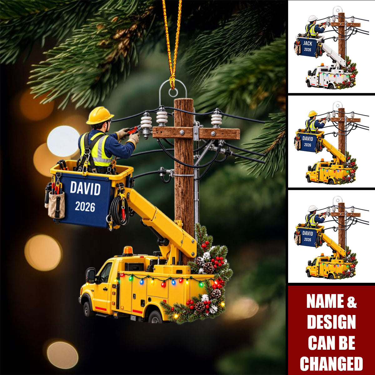 Personalized Lineman Christmas Ornament