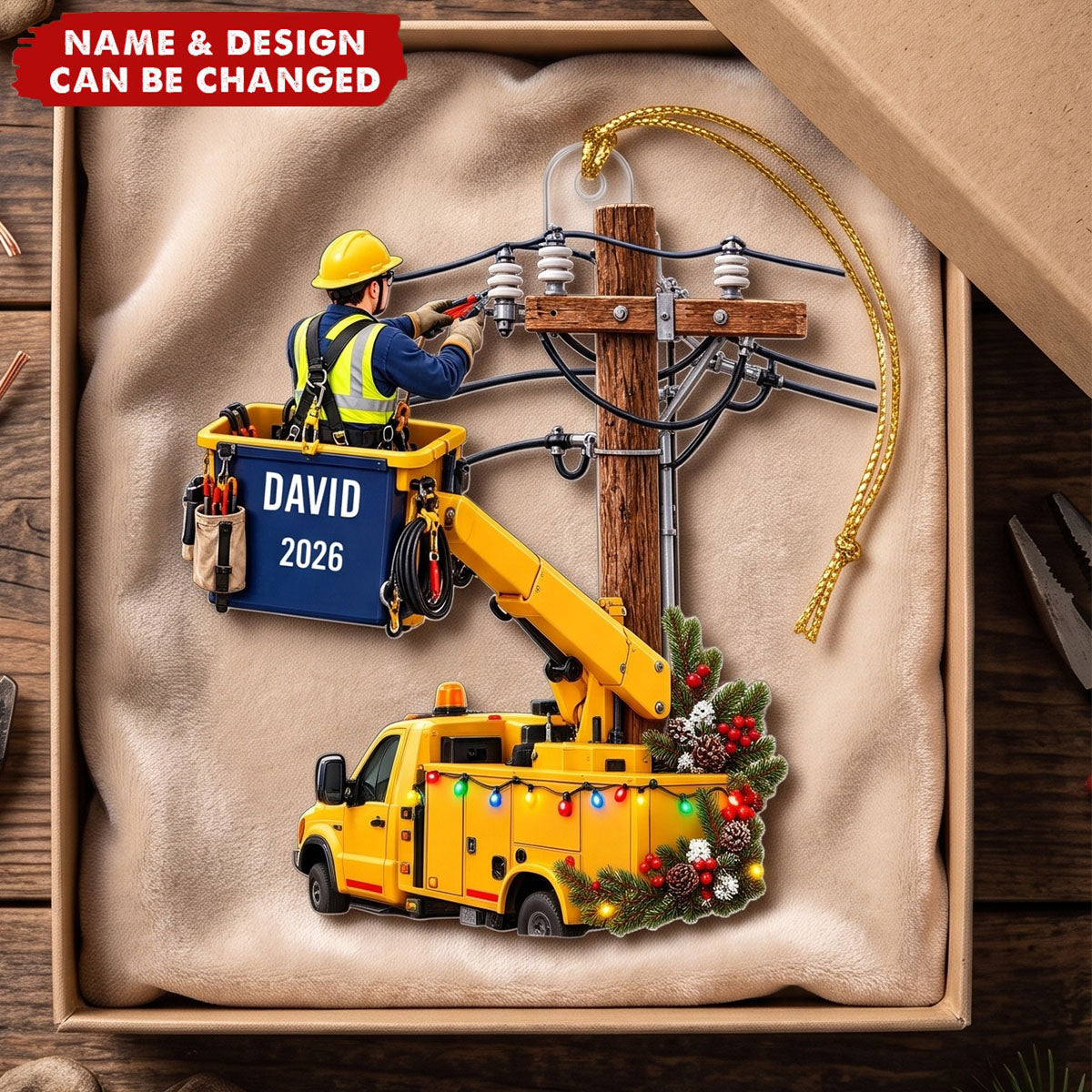 Personalized Lineman Christmas Ornament