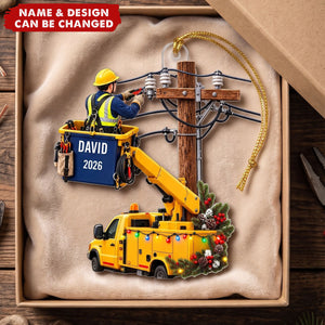 Personalized Lineman Christmas Ornament