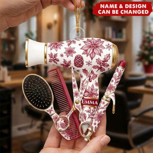 Custom Name Hairstylist Christmas Acrylic Ornament  - Hairdresser Gift