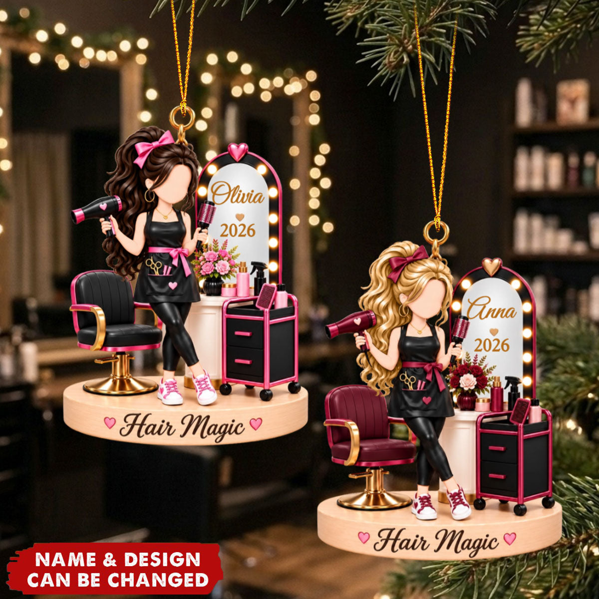 Personalized Hair Stylist Ornament - Hairstylist Gift For Her