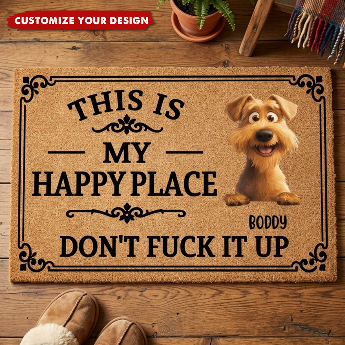This Is My Happy Place - Personalized Doormat