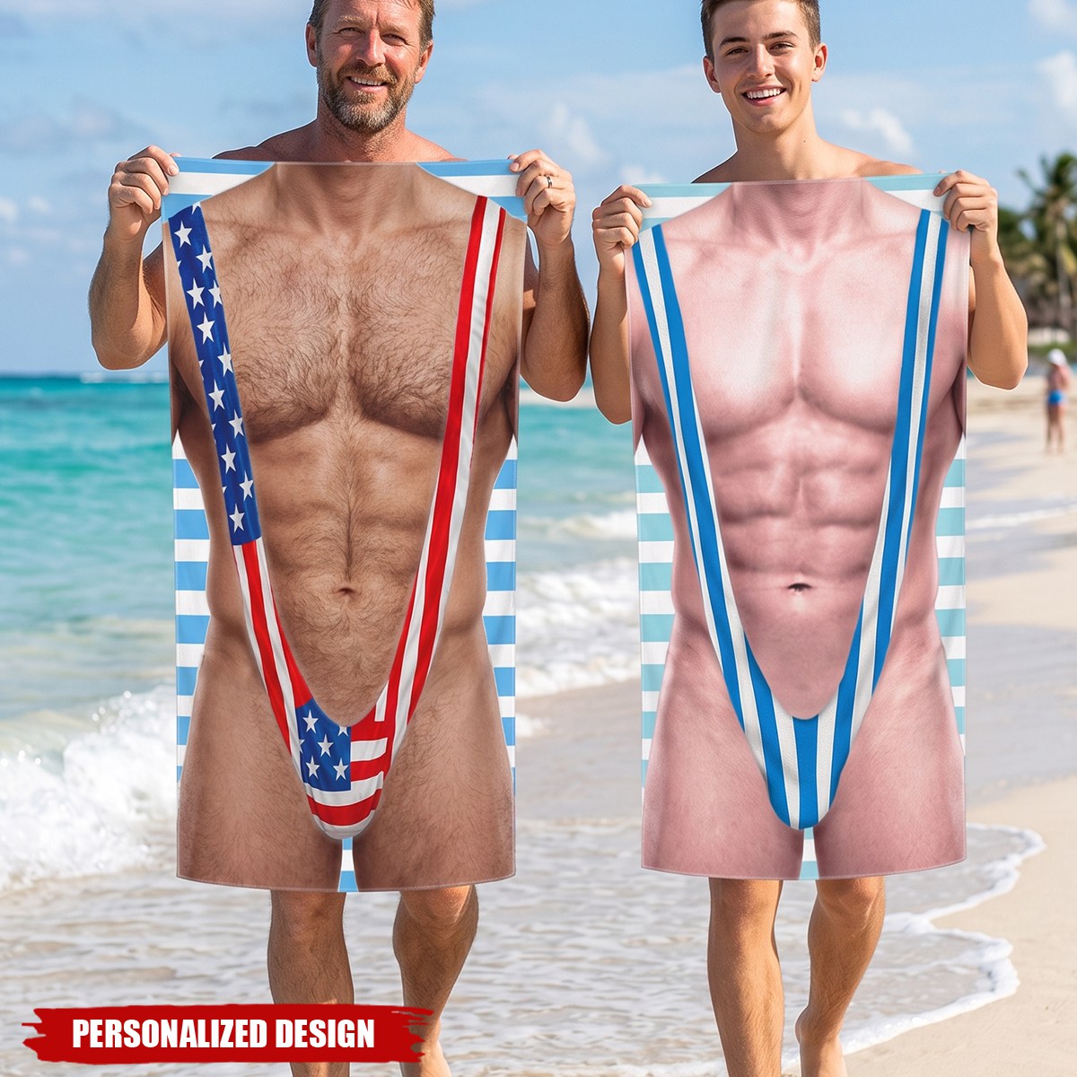 Funny 3D Hairy Body Swimsuit - Personalized Beach Towel