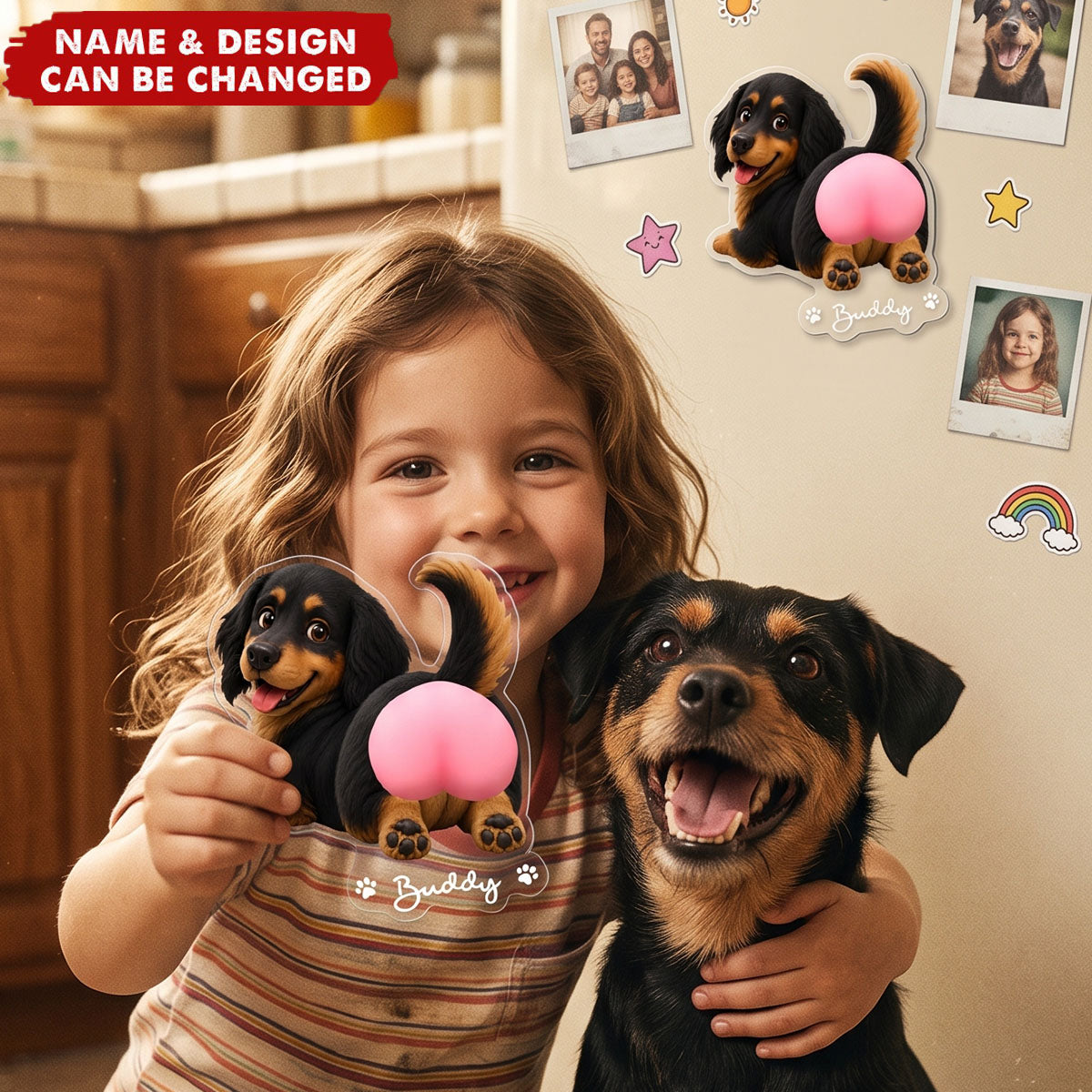 Funny Squishy Big Butt Gift For Dog Lover - Personalized Fridge Magnet