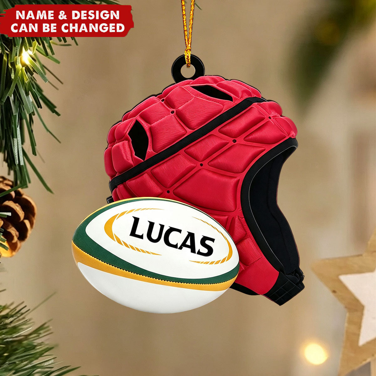 Rugby Christmas Ornament, Custom Rugby Ornament, Rugby Lover Gift, Christmas Gift