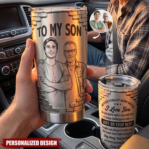 Custom Photo Sketch Line Art Gift For Son Daughter Grandson - Personalized Tumbler