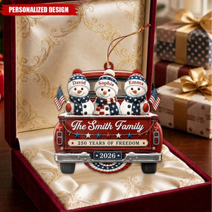 Custom Acrylic Ornament - Personalized America 250th Anniversary Christmas Gifts For Mom, Dad, Brother, Sister - Driven By Love United By Freedom