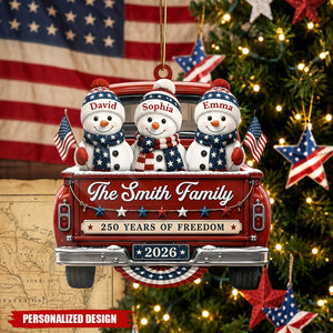 Custom Acrylic Ornament - Personalized America 250th Anniversary Christmas Gifts For Mom, Dad, Brother, Sister - Driven By Love United By Freedom
