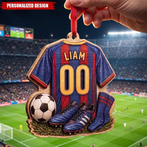 Personalized Soccer Wood Ornament, Goal Scorer Gift, Youth League, Soccer Cleats, Winter Match, Team Jersey, Christmas Goal, Tree Keepsake