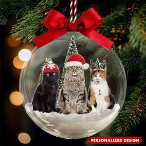 Custom Photo Pet Snow Ball Ornament, Christmas Gift Pet