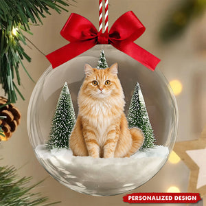 Custom Photo Pet Snow Ball Ornament, Christmas Gift Pet