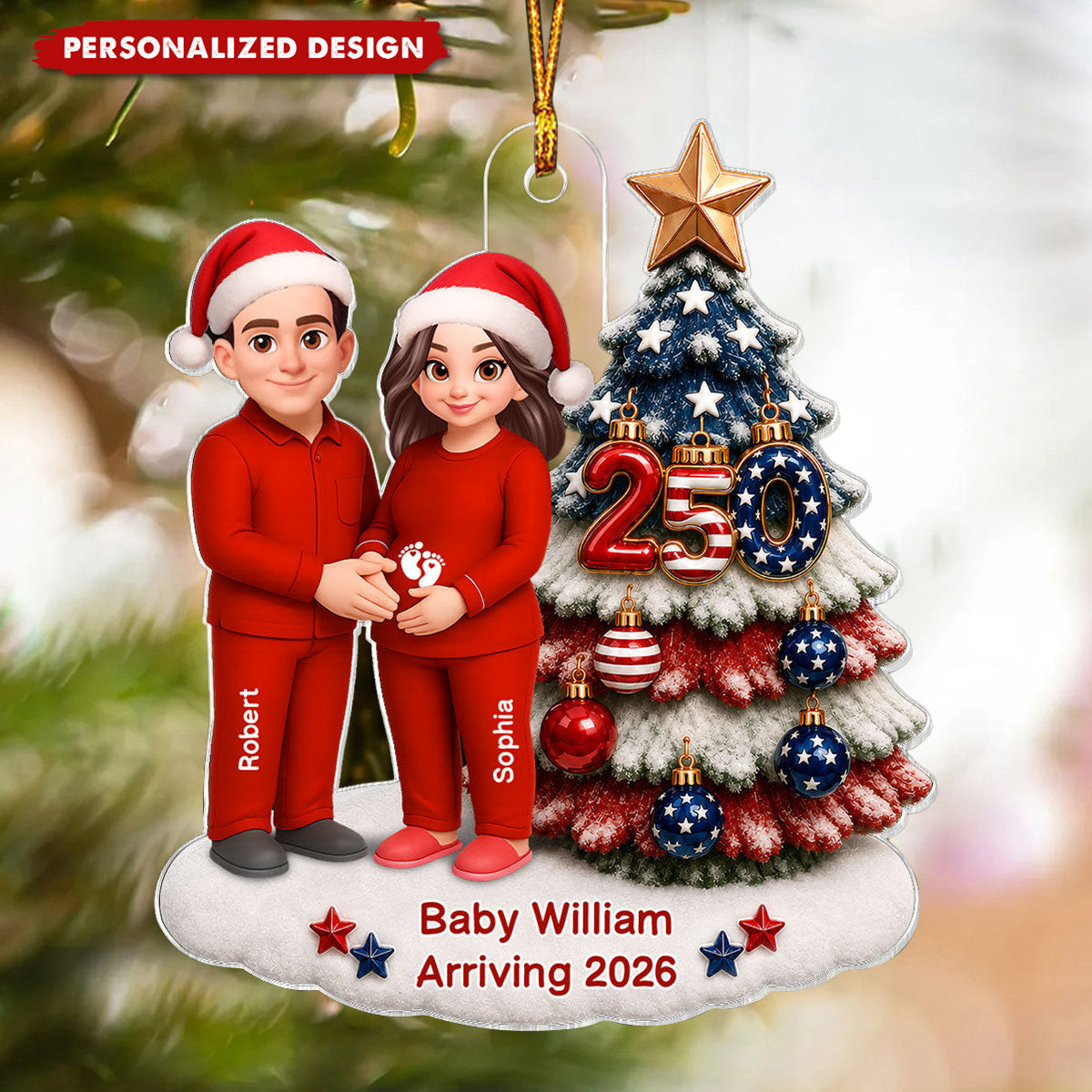 Parents Christmas Pregnancy Baby Arriving - Personalized Acrylic Ornament