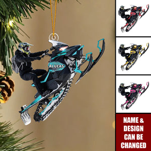 Custom Snowmobile Acrylic Ornament , Snowmobile Rider Gift