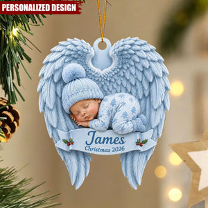 Personalized Baby First Christmas Ornament 2026, Acrylic Angel Wing Souvenir